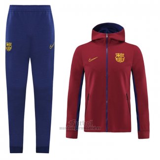 Chandal con Capucha del Barcelona 2020-2021 Rojo