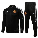 Chandal de Chaqueta del Manchester United 2021-2021 Negro y Blanco