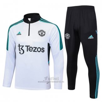 Chandal de Sudadera del Manchester United Nino 2023-2024 Blanco