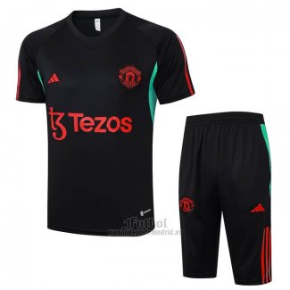 Chandal del Manchester United Manga Corta 2023-2024 Negro - Pantalon Corto