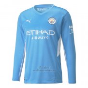 Camiseta Manchester City Primera Manga Larga 2021-2022