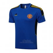 Camiseta de Entrenamiento Manchester United 2021-2021 Azul