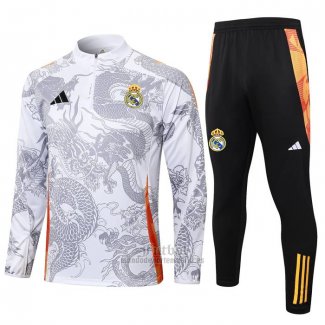 Chandal de Sudadera del Real Madrid Dragon Nino 2024-2025 Blanco