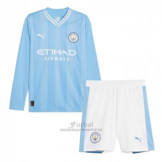 Camiseta Manchester City Primera Manga Larga Nino 2023-2024