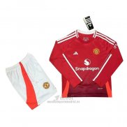 Camiseta Manchester United Primera Manga Larga Nino 2024-2025