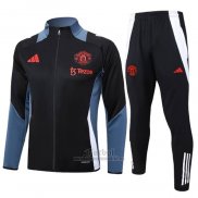 Chandal de Chaqueta del Manchester United Nino 2024-2025 Negro y Gris