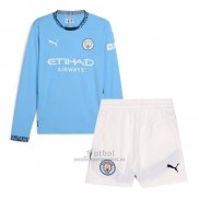 Camiseta Manchester City Primera Manga Larga Nino 2024-2025