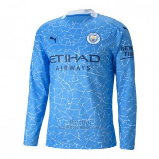 Camiseta Manchester City Primera Manga Larga 2020-2021