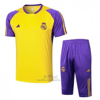 Chandal del Real Madrid Manga Corta 2024-2025 Amarillo - Pantalon Corto