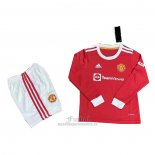 Camiseta Manchester United Primera Manga Larga Nino 2021-2022