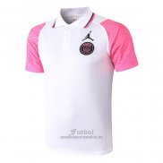 Camiseta Polo del Paris Saint-Germain 2020-2021 Blanco y Rosa