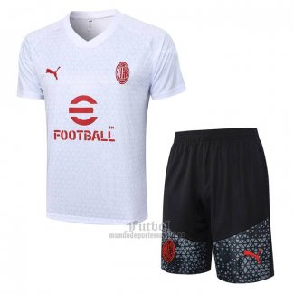 Chandal del AC Milan Manga Corta 2023-2024 Blanco - Pantalon Corto